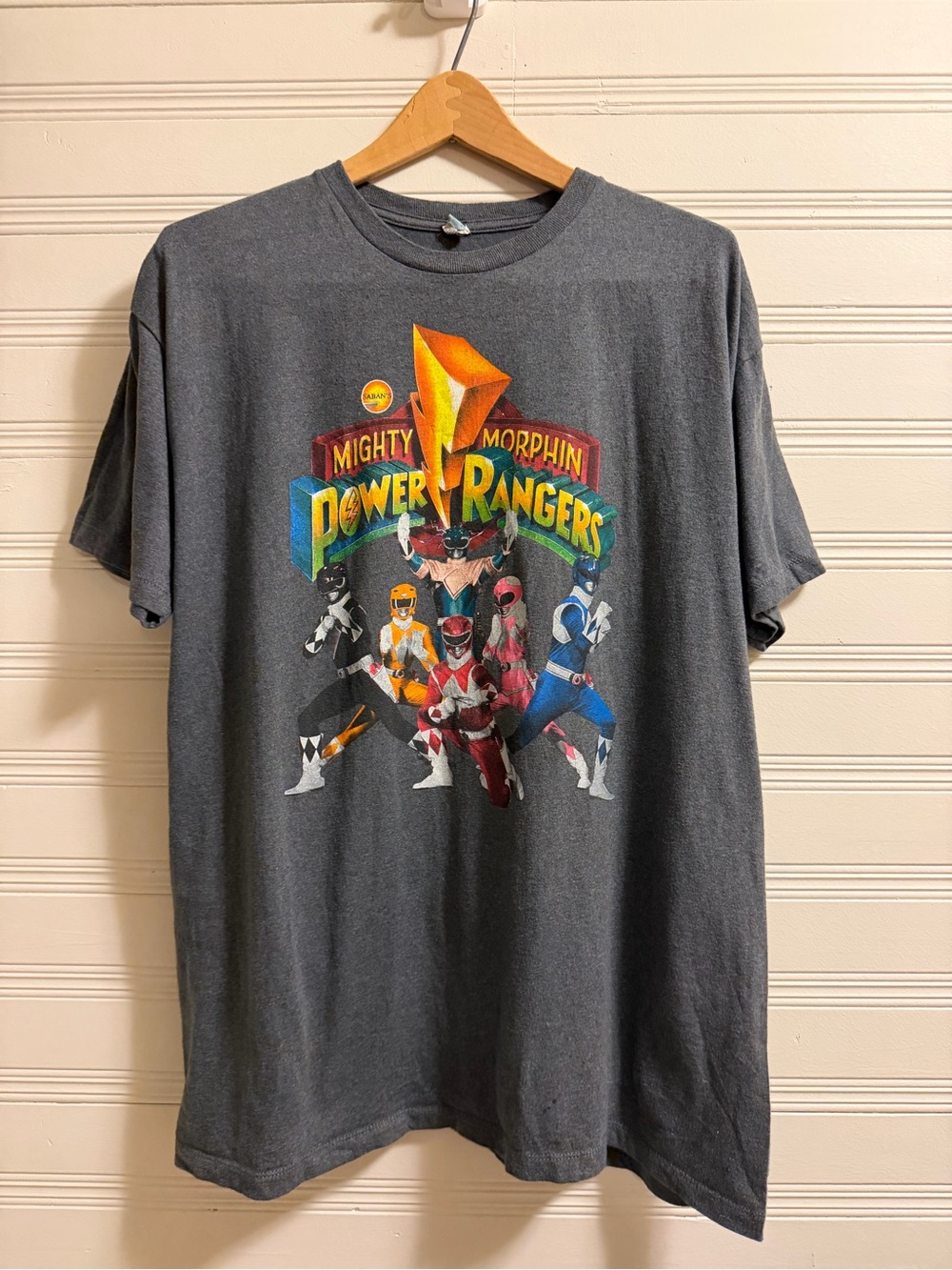 Mighty Morphin Power Rangers Graphic T-Shirt Men XL Grey Retro